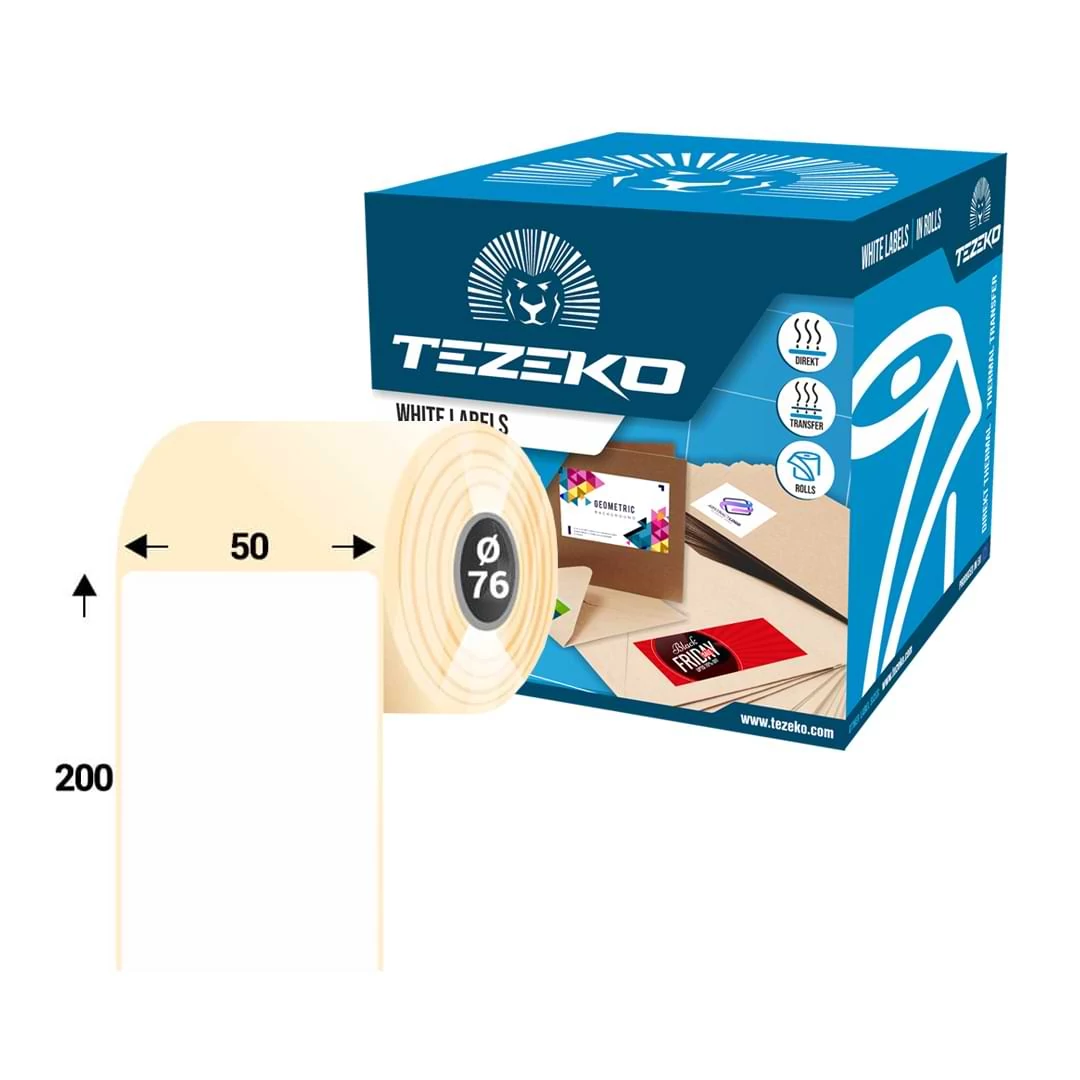 50 * 200 mm, öntapadós műanyag etikett címke (750 címke/tekercs)